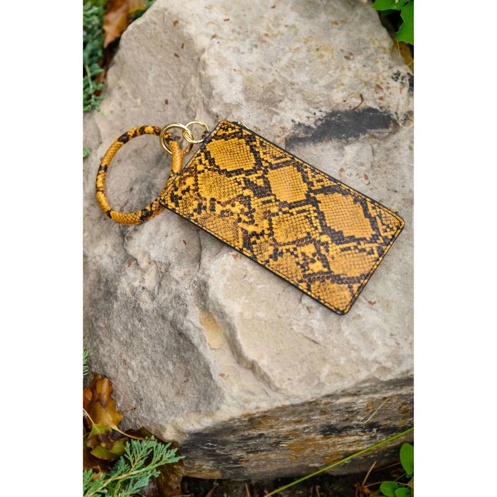 NEW 123 AMORE women's clear break snakeskin clutch in yellow